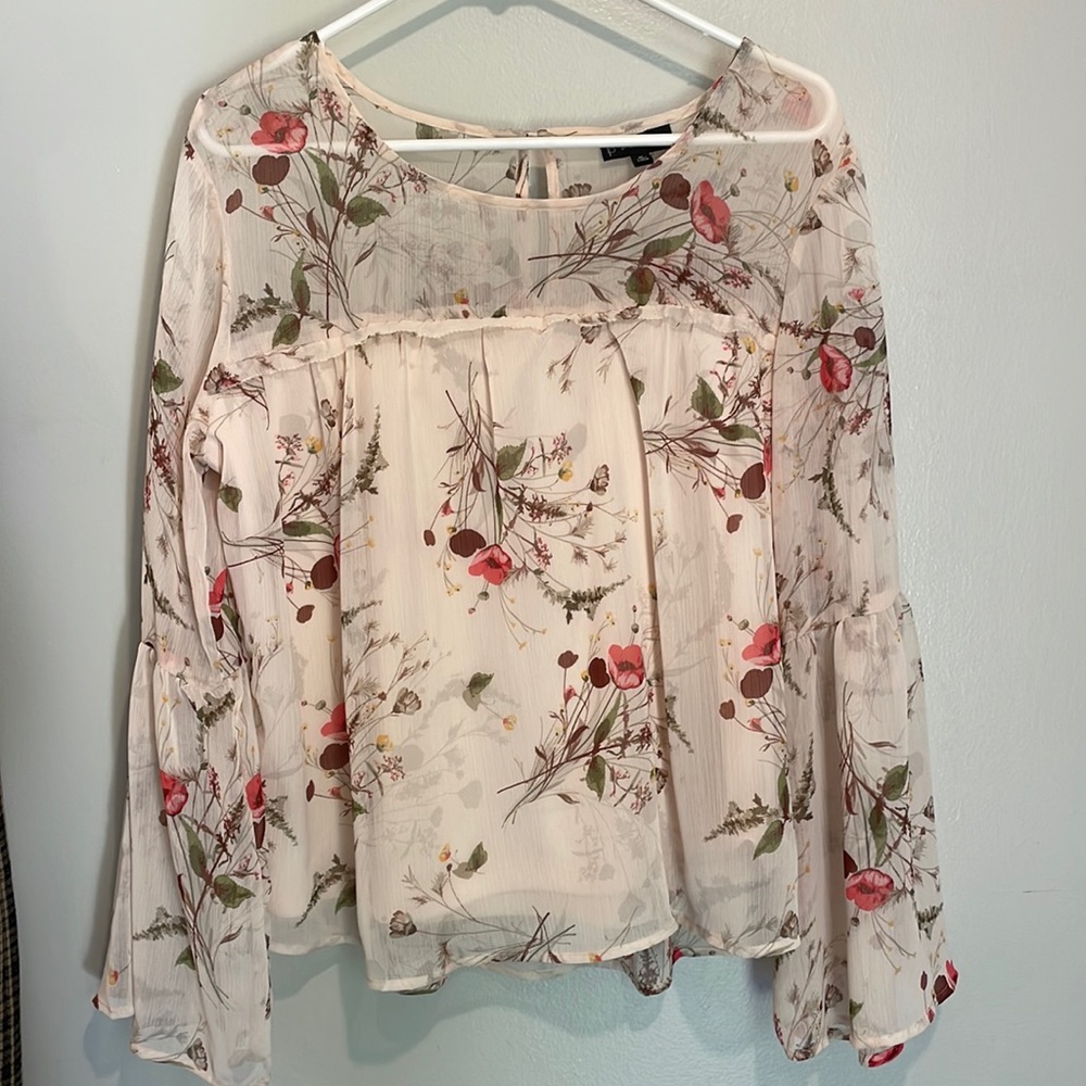 B Collection By BoBeau Floral Chiffon Blouse Size Medium